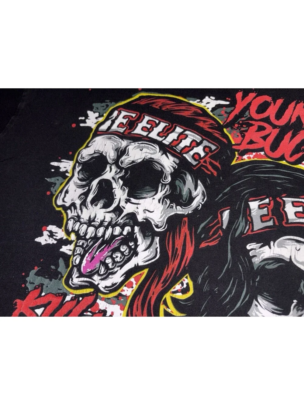 AEW Young Bucks Killing The Business T Shirt Mens 2XL Skull Wrestling Black Tee